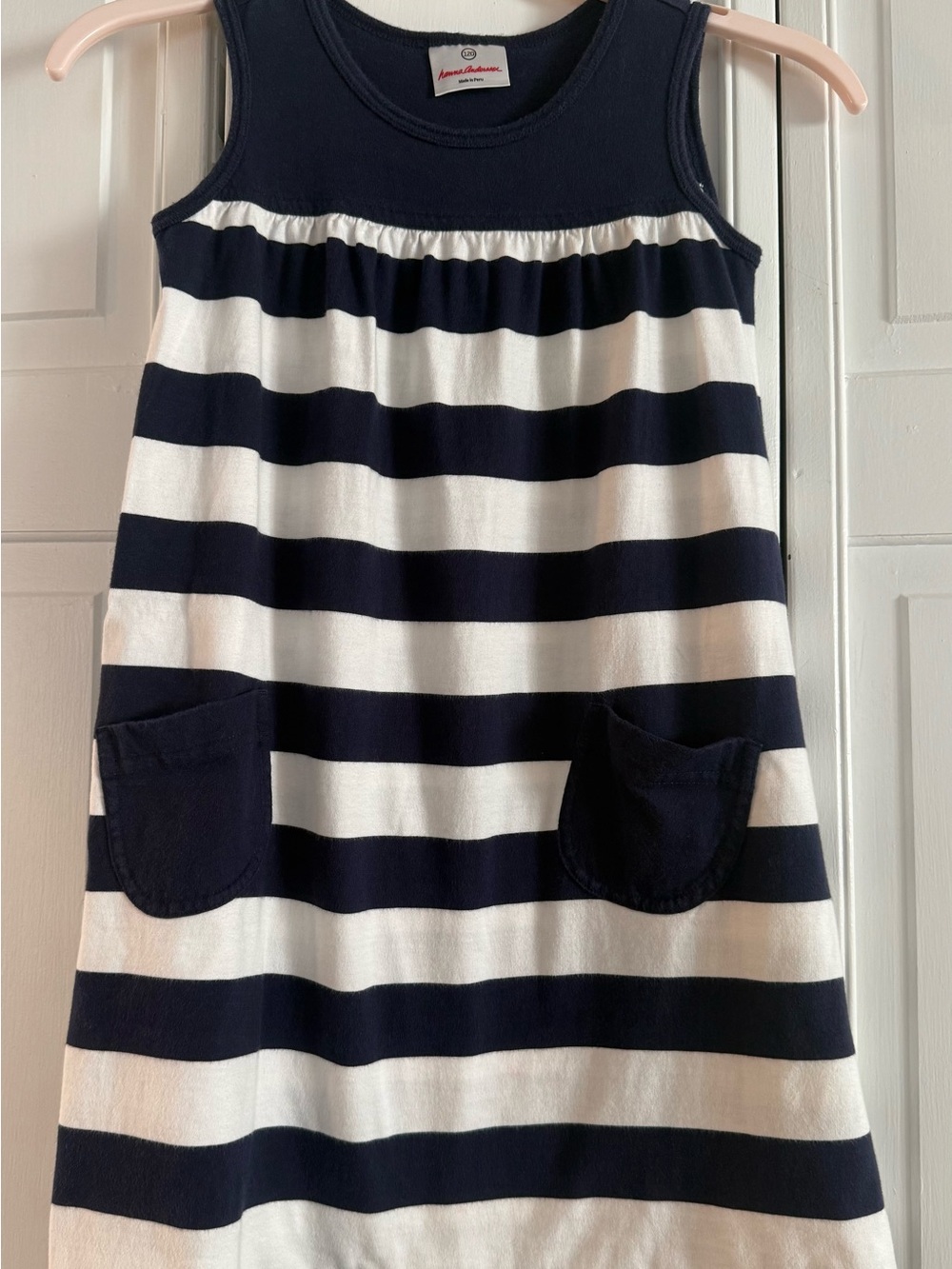 Hanna Andersson navy & white striped tank dress